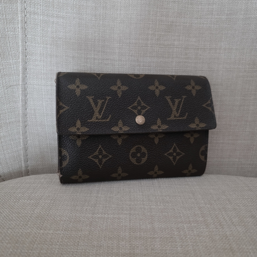 Louis Vuitton Brown and Gold Tri-fold Wallet